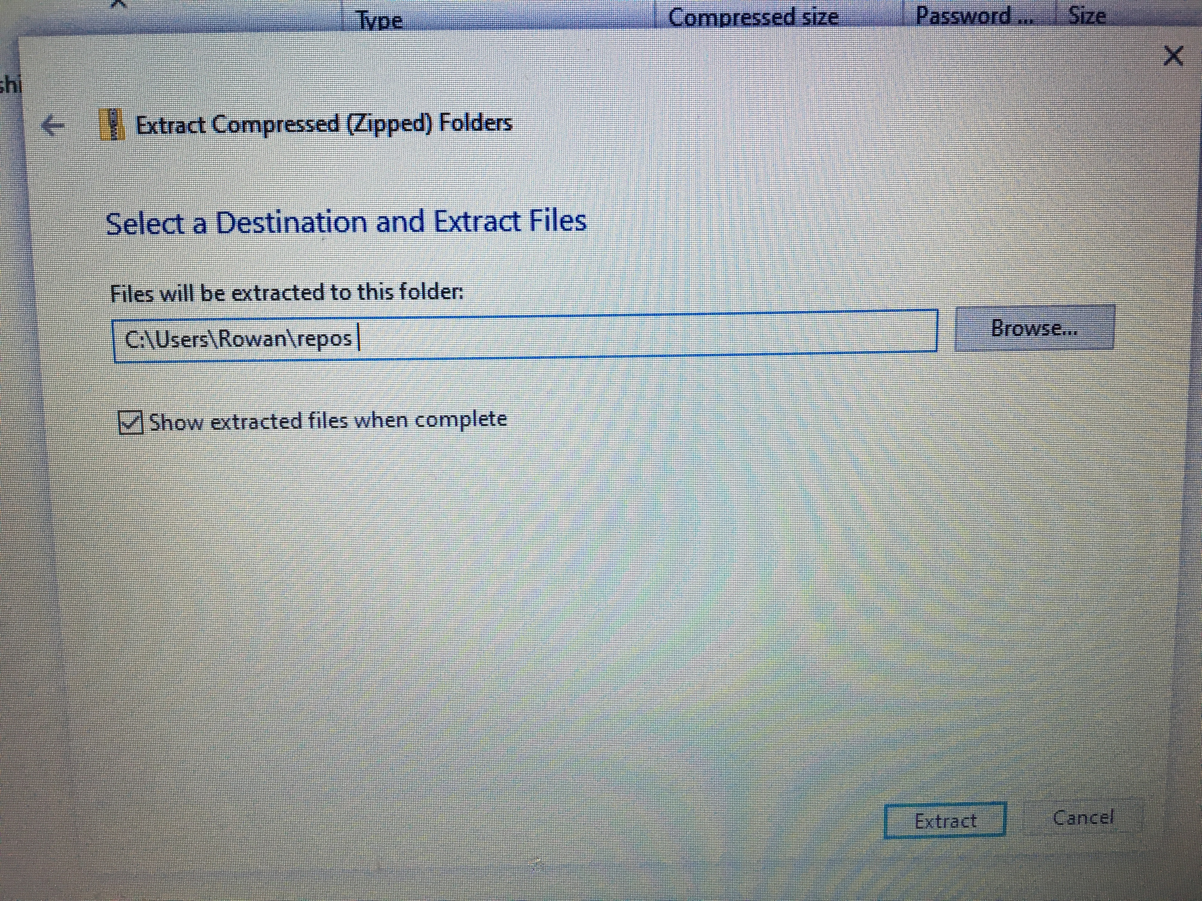 Extracting the files on Windows